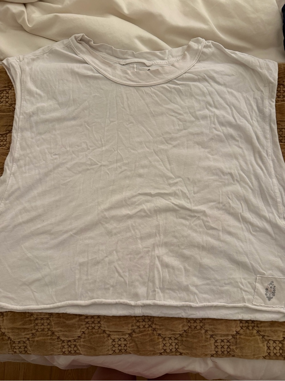Free People White Sleeveless Boxy Tank